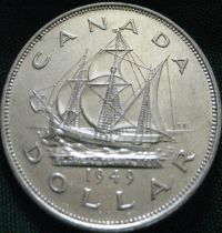King George VI 1949 Newfoundland Commemorative Silver Dollar - Reverse