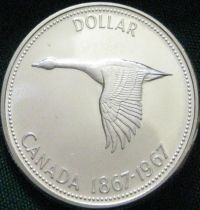 Queen Elizabeth II 1967 Confederation Centennial Commemorative Silver Dollar - Reverse View