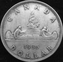 Canadian King George V 1935 Silver Dollar - reverse view